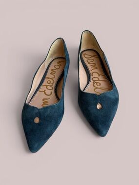 Sam Edelman Teal Pointed-Toe Suede Flats